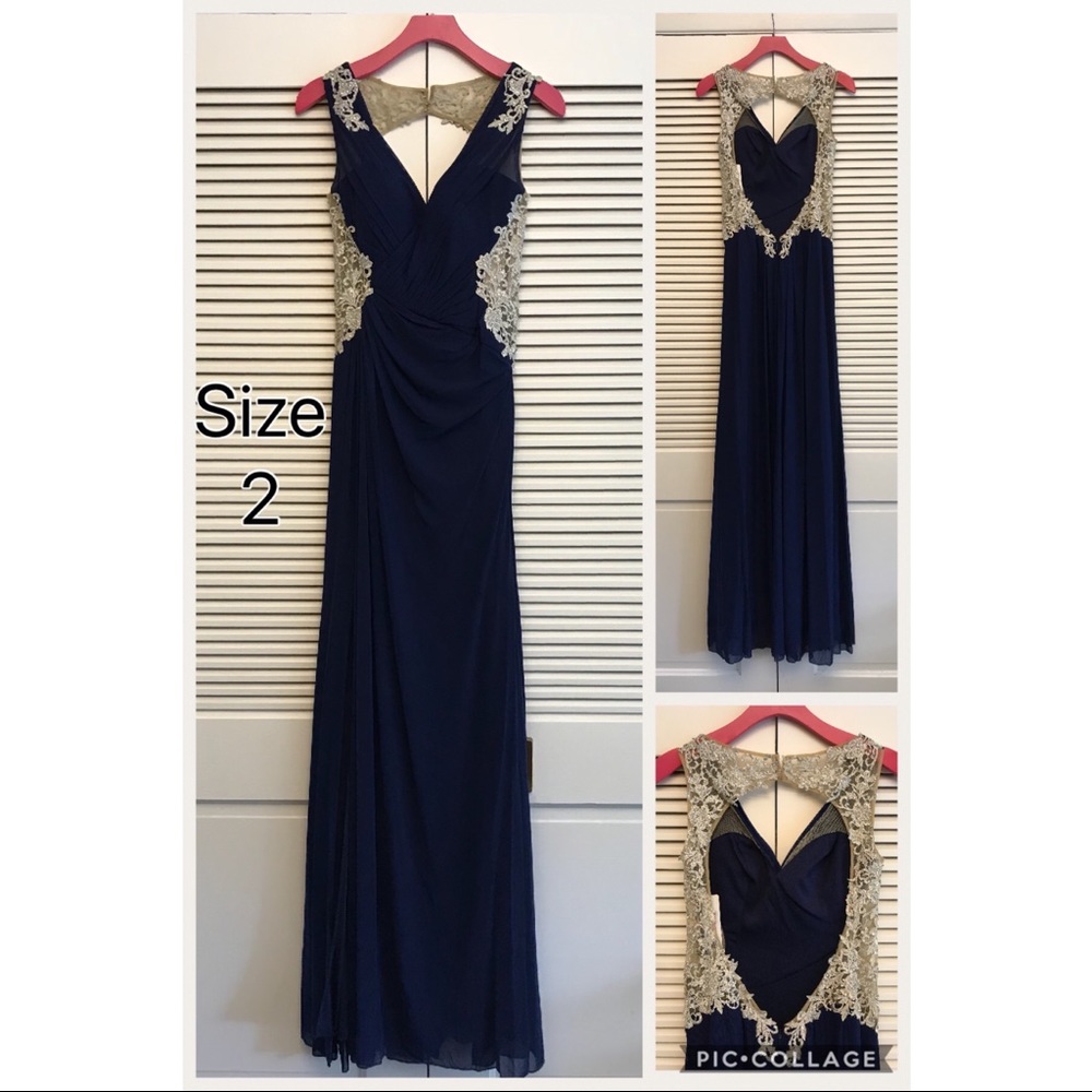 La Femme Navy Evening Gown